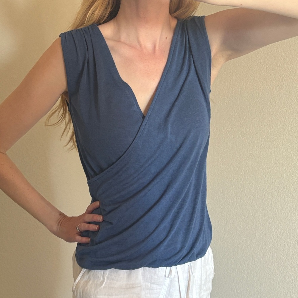 MOVING, MUST SELL! Athleta Blue Sleeveless Wrap Tank Top